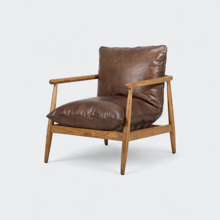 כורסא עור קולוני חום ענתיק 