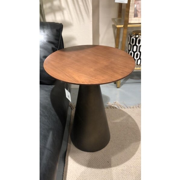 שולחן צד ברונזה חרוט + פלטת עץ