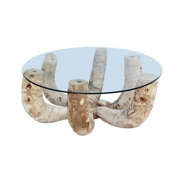 שולחן קפה במבו ברוט + זכוכית 
