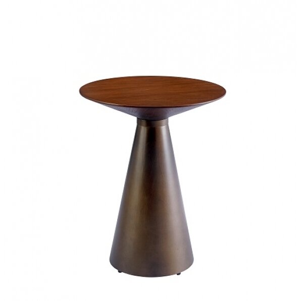 שולחן צד ברונזה חרוט + פלטת עץ