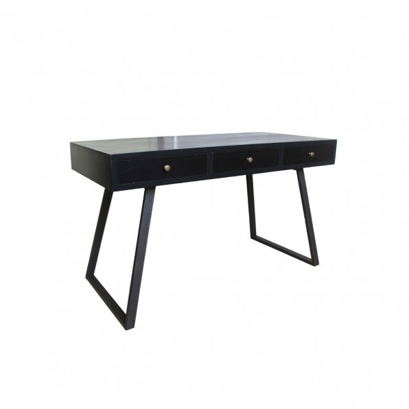 שולחן עבודה עץ ברזל שחור טרפז