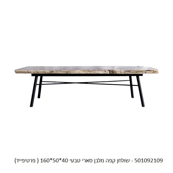 שולחן קפה מלבן סארי טבעי / שחור פרטיפייד עץ מאובן 