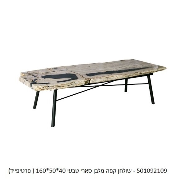 שולחן קפה מלבן סארי טבעי / שחור פרטיפייד עץ מאובן 